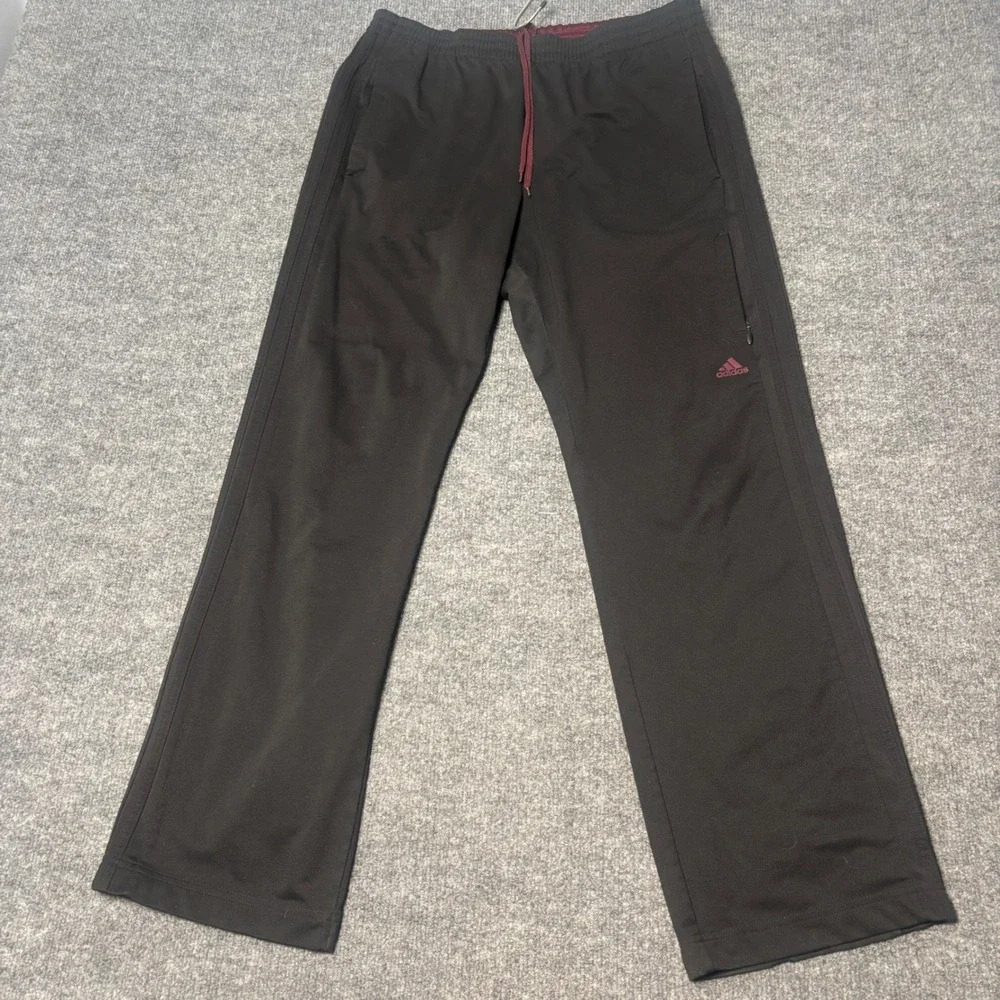 Adidas Essentials 3-Stripes Track Pants Mens Large Black Burgundy Gymcore